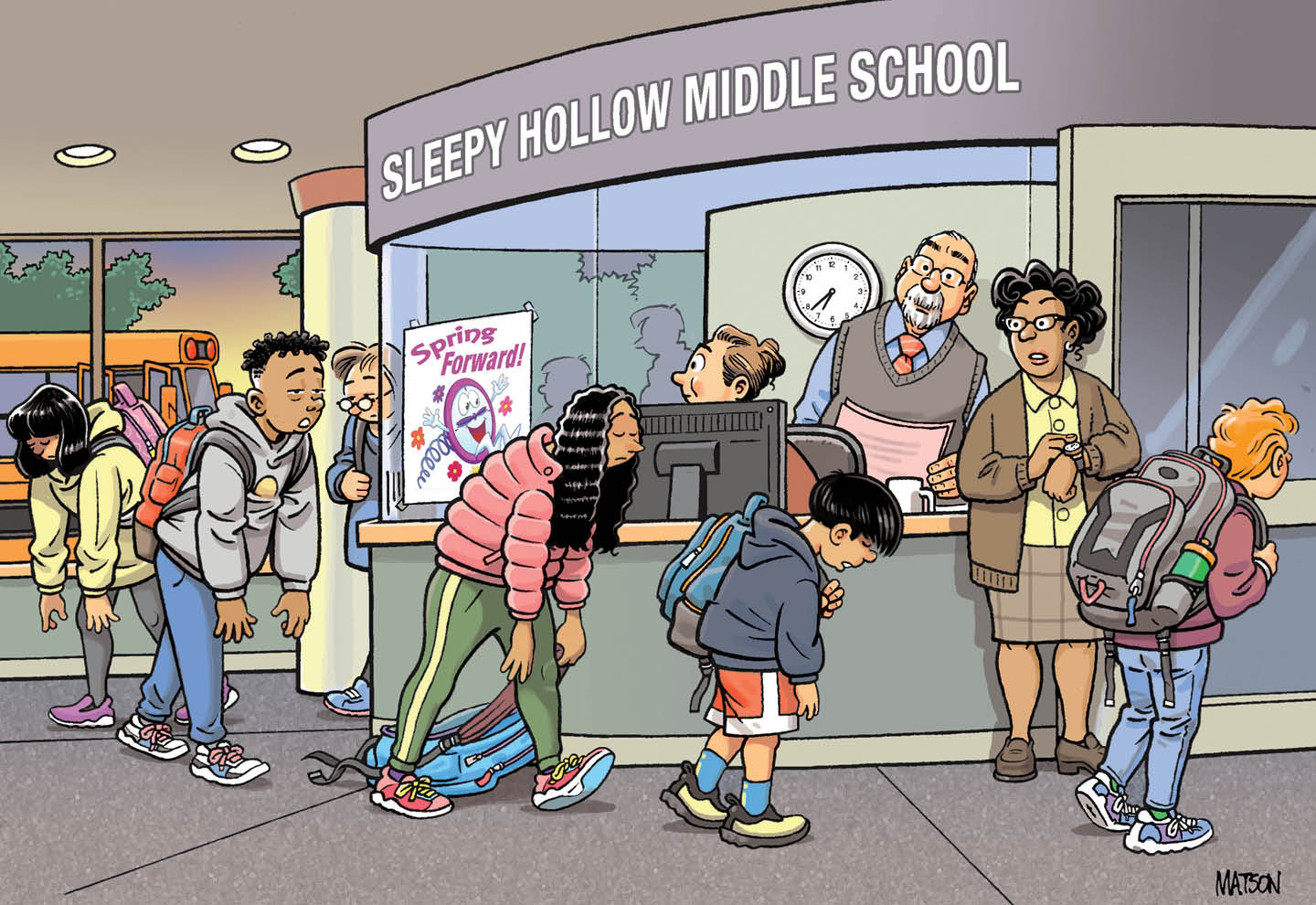 Comic making a joke about how students in the morning seem like zombies